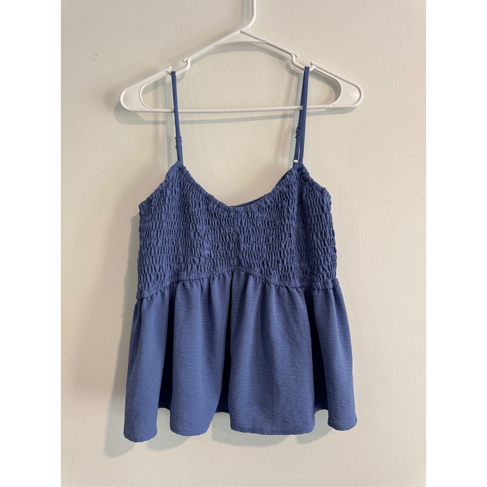 Summer tank Arula‎ Smocked Peplum Camisole Women A Blue Adjustable Straps top